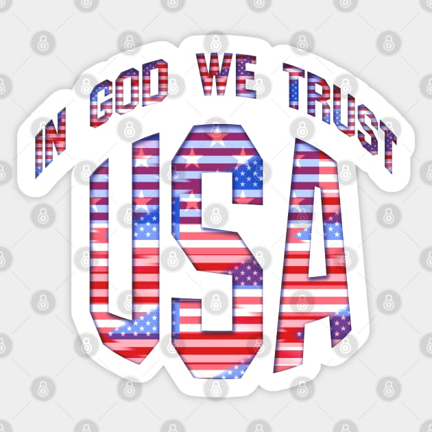 USA In God We Trust Patriotic Abstract Flag Sticker by Roly Poly Roundabout